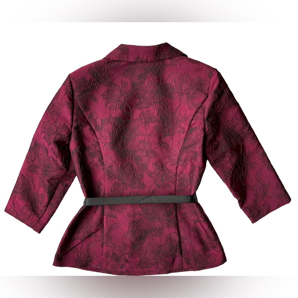 Alex Evenings Burgundy Floral Jacket Blazer - Picture 2 of 5